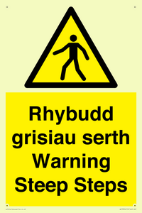 Rhybudd grisiau serth Warning Steep Steps